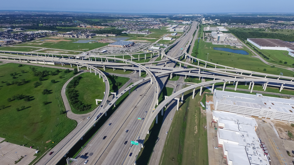 Aerial view of interstate in Katy