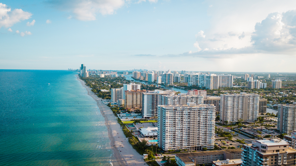Aerial view of Hallandale Beach, FL