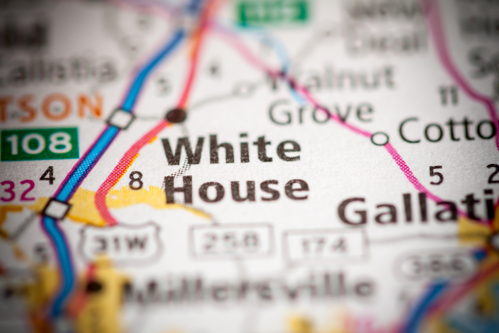the word White House printed on a map