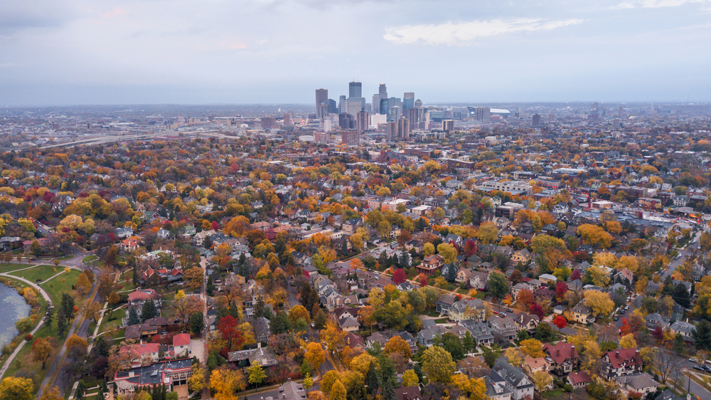 aerial view of neighborhood near Minneapolis