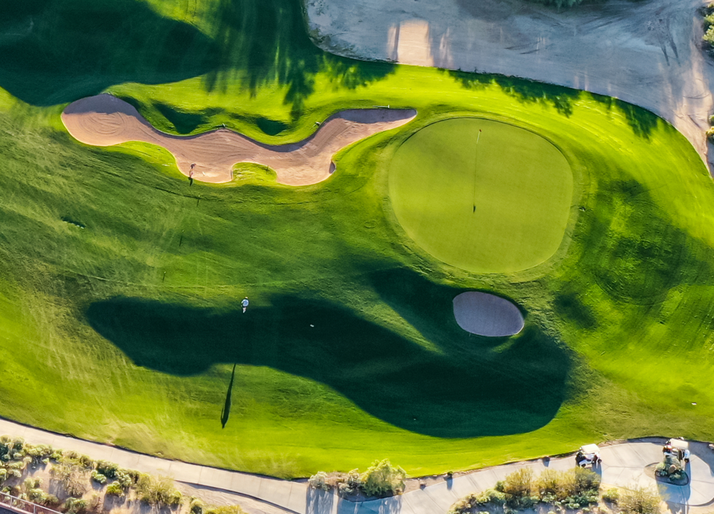 Top view over a golf course