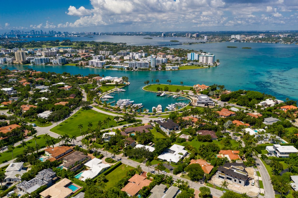 Aerial view of neighborhood in Miami
