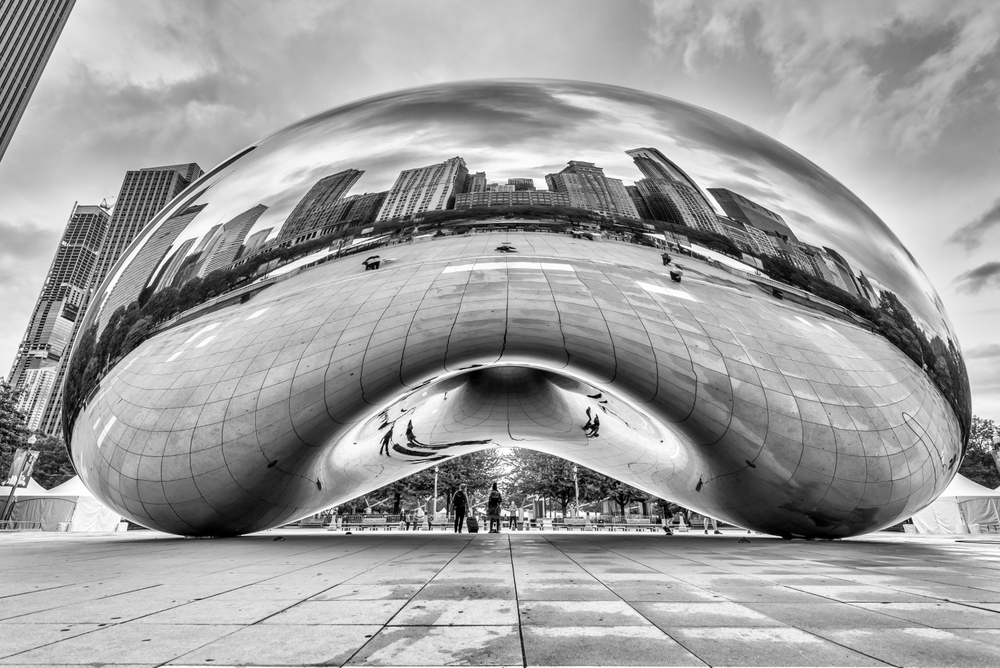 Cloud gate in black and grey