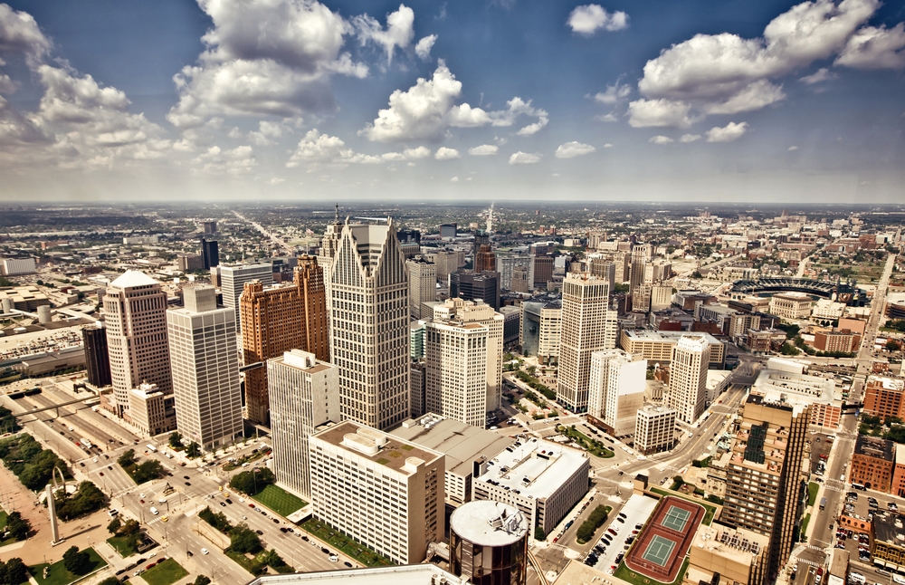 Aerial view of Detroit skyline