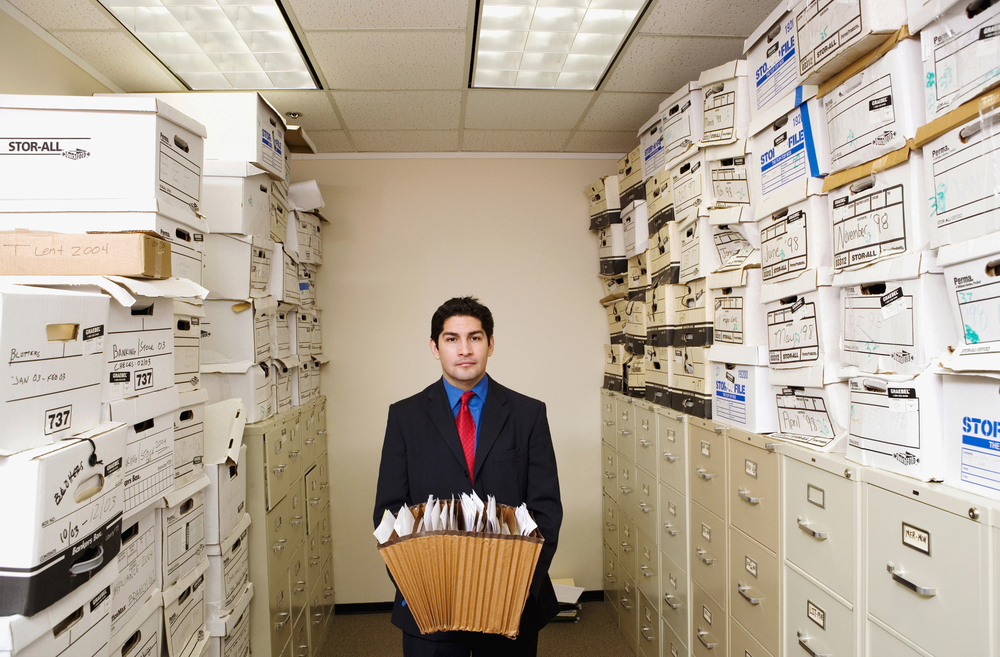 man in business storage unit